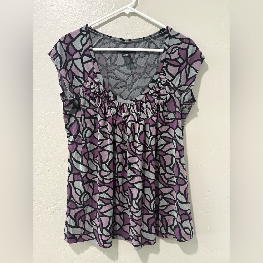 Apostrophe Purple Short Sleeve Blouse